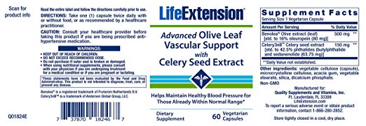 Advanced Olive Leaf Vascular Support with Celery Seed Extract 60 vegetarian capsules